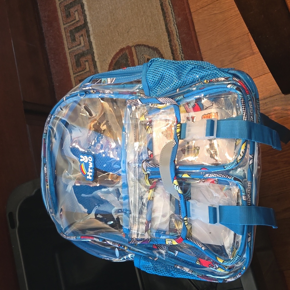 HTWO- Backpack Heavy Duty,Transparent for Kids,Boys,School- Stadium Approved